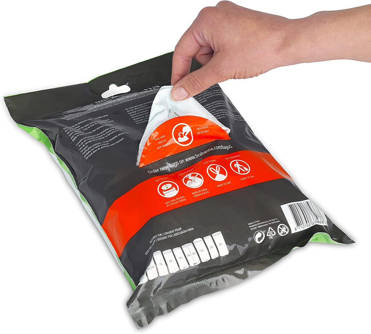 Perfectfit Bin Liners (Size G/23-30 Litre) Thick Plastic Trash Bags with Tie Tape Drawstring Handles (40 Bags)